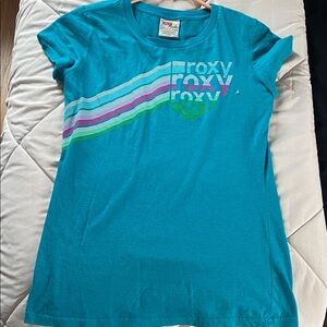 Roxy Turquoise Tee with Stripes Women’s Large